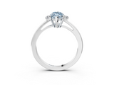 White gold Fancy Blue Marquise  Cut Three-Stone Solitaire Ring with Round Accent Diamonds and Four-Prong Setting_23