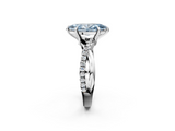 White gold Fancy Blue Marquise  Cut Twist Band Solitaire Diamond Ring with Pavé Setting_5