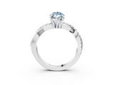 White gold Fancy Blue Marquise  Cut Twist Band Solitaire Diamond Ring with Pavé Setting_6