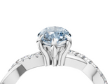 White gold Fancy Blue Marquise  Cut Twist Band Solitaire Diamond Ring with Pavé Setting_7