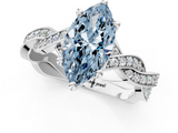White gold Fancy Blue Marquise  Cut Twisted Pavé Band Solitaire Ring with Four-Prong Setting_56