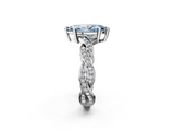 White gold Fancy Blue Marquise  Cut Twisted Pavé Band Solitaire Ring with Four-Prong Setting_57