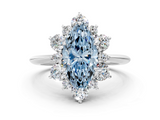 White gold Fancy Blue Marquise  Diamond Cluster Halo Ring with Solitaire Band and Four-Prong Setting_20