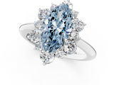 White gold Fancy Blue Marquise  Diamond Cluster Halo Ring with Solitaire Band and Four-Prong Setting_21
