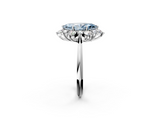 White gold Fancy Blue Marquise  Diamond Cluster Halo Ring with Solitaire Band and Four-Prong Setting_22