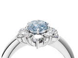 White gold Fancy Blue Marquise  Diamond Cluster Halo Ring with Solitaire Band and Four-Prong Setting_24