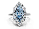 White gold Fancy Blue Marquise  Diamond Cluster Halo Solitaire with Four-Prong Setting_88