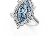White gold Fancy Blue Marquise  Diamond Cluster Halo Solitaire with Four-Prong Setting_90