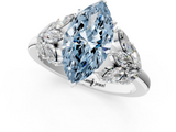 White gold Fancy Blue Marquise  Diamond Cluster Leaf Design Ring with Prong Setting_66