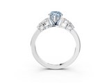 White gold Fancy Blue Marquise  Diamond Cluster Leaf Design Ring with Prong Setting_71