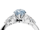 White gold Fancy Blue Marquise  Diamond Cluster Leaf Design Ring with Prong Setting_72