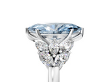 White gold Fancy Blue Marquise  Diamond Cluster Leaf Design Ring with Prong Setting_73