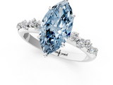 White gold Fancy Blue Marquise  Diamond Cluster Prong-Set Solitaire Ring_56