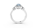 White gold Fancy Blue Marquise  Diamond Floral Cluster Ring with Solitaire Band and Prong Setting_29