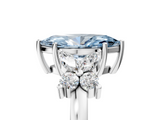 White gold Fancy Blue Marquise  Diamond Floral Cluster Ring with Solitaire Band and Prong Setting_45