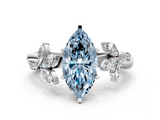 White gold Fancy Blue Marquise  Diamond Floral Vine Solitaire Engagement Ring_3