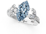 White gold Fancy Blue Marquise  Diamond Floral Vine Solitaire Engagement Ring_4