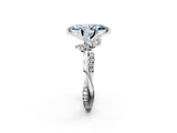 White gold Fancy Blue Marquise  Diamond Floral Vine Solitaire Engagement Ring_5