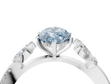 White gold Fancy Blue Marquise  Diamond Floral Vine Solitaire Engagement Ring_7