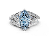 White gold Fancy Blue Marquise  Diamond Halo Ring with Marquise and Pavé Band in Prong Setting_67