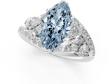 White gold Fancy Blue Marquise  Diamond Halo Ring with Marquise and Pavé Band in Prong Setting_68