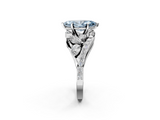 White gold Fancy Blue Marquise  Diamond Halo Ring with Marquise and Pavé Band in Prong Setting_69