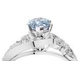White gold Fancy Blue Marquise  Diamond Halo Ring with Marquise and Pavé Band in Prong Setting_71