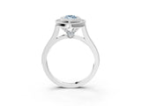 White gold Fancy Blue Marquise  Diamond Halo Ring with Milgrain Frame and Pavé Band_75