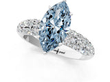 White gold Fancy Blue Marquise  Diamond Pavé Band Solitaire Ring with Four-Prong Setting_50