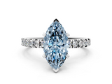 White gold Fancy Blue Marquise  Diamond Pavé Band Solitaire with Four-Prong Setting_228