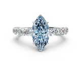 White gold Fancy Blue Marquise  Diamond Pavé Band Solitaire with Four-Prong Setting_3