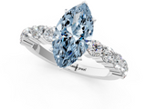 White gold Fancy Blue Marquise  Diamond Pavé Band Solitaire with Four-Prong Setting_4