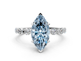 White gold Fancy Blue Marquise  Diamond Prong Set Engagement Ring with Pave Band_250