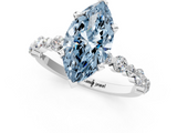 White gold Fancy Blue Marquise  Diamond Prong Set Engagement Ring with Pave Band_256