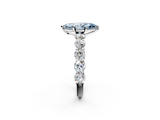 White gold Fancy Blue Marquise  Diamond Prong Setting with Side Stones on a Pave Band_121