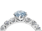 White gold Fancy Blue Marquise  Diamond Prong Setting with Side Stones on a Pave Band_122