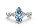 White gold Fancy Blue Marquise  Diamond Prong Setting with Side Stones on a Pave Band_122