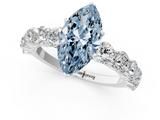 White gold Fancy Blue Marquise  Diamond Prong Setting with Side Stones on a Pave Band_123