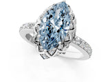 White gold Fancy Blue Marquise  Diamond Solitaire Ring with Shared Prong Pavé Band_20