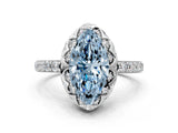 White gold Fancy Blue Marquise  Diamond Solitaire Ring with Shared Prong Pavé Band_78