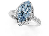 White gold Fancy Blue Marquise  Diamond Solitaire Ring with Shared Prong Pavé Band_79