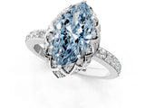 White gold Fancy Blue Marquise  Diamond Solitaire Ring with Shared Prong Pavé Band_85
