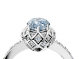 White gold Fancy Blue Marquise  Diamond Solitaire Ring with Shared Prong Pavé Band_88