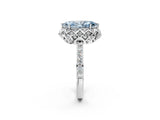 White gold Fancy Blue Marquise  Diamond Solitaire Ring with Shared Prong Pavé Band_93