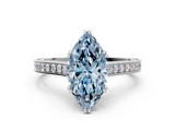 White gold Fancy Blue Marquise  Diamond Solitaire with Pave Band and Six-Prong Setting_20
