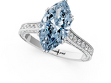 White gold Fancy Blue Marquise  Diamond Solitaire with Pave Band and Six-Prong Setting_21