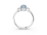 White gold Fancy Blue Marquise  Diamond Three-Stone Ring with Trapezoid Side Stones and Prong Setting_20