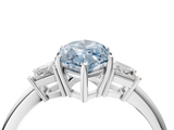 White gold Fancy Blue Marquise  Diamond Three-Stone Ring with Trapezoid Side Stones and Prong Setting_21