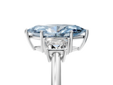 White gold Fancy Blue Marquise  Diamond Three-Stone Ring with Trapezoid Side Stones and Prong Setting_22