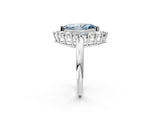 White gold Fancy Blue Marquise  Halo Cluster Diamond Engagement Ring with Prong Setting and Polished Band_59